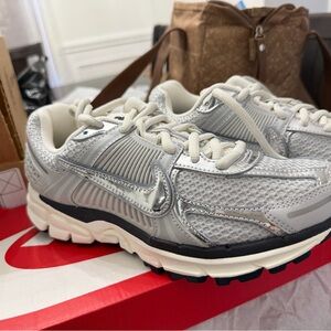 Nike Metallic Silver and White Sneakers